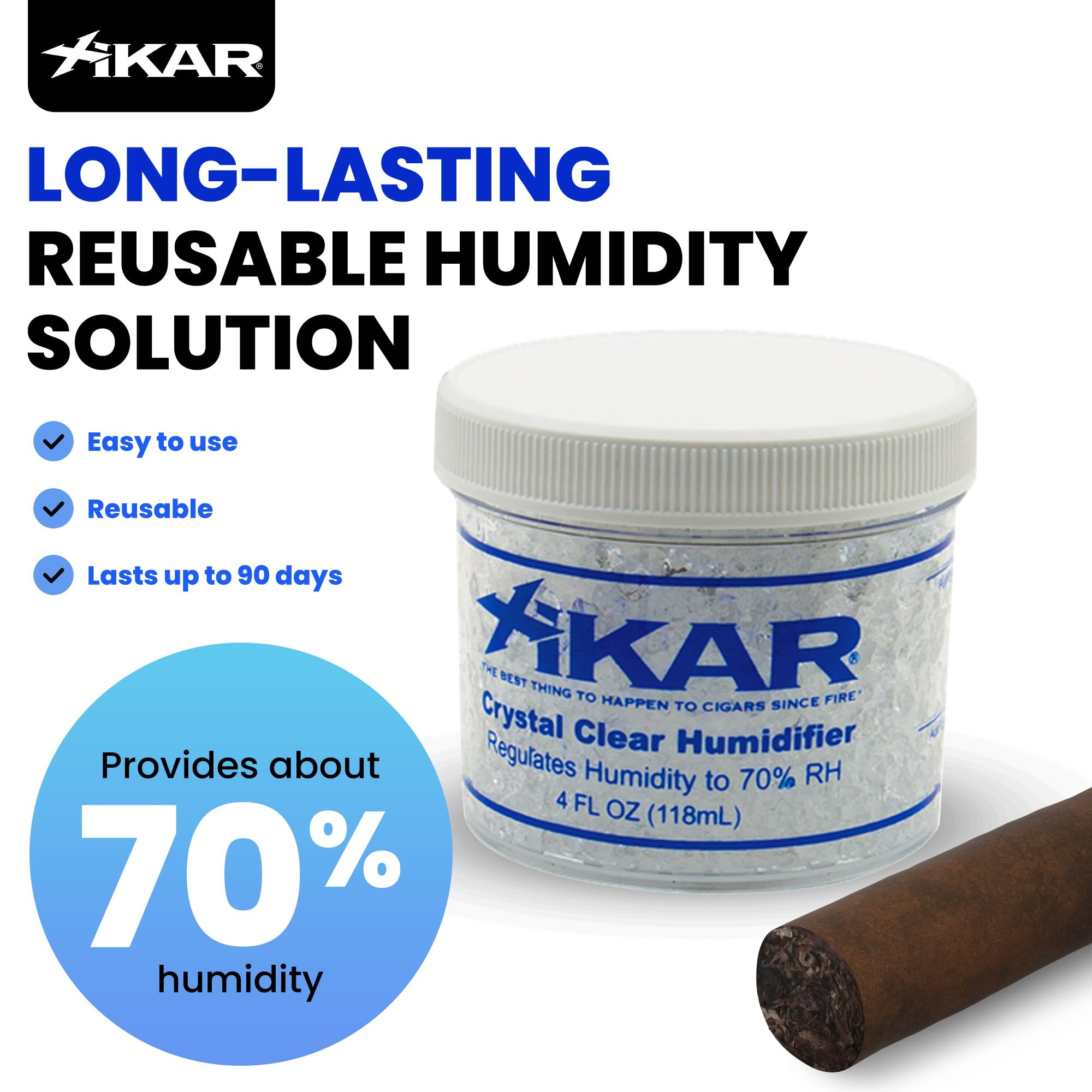 XIKAR Crystal Gel Humidifier Jar for Cigar Humidors, 4oz